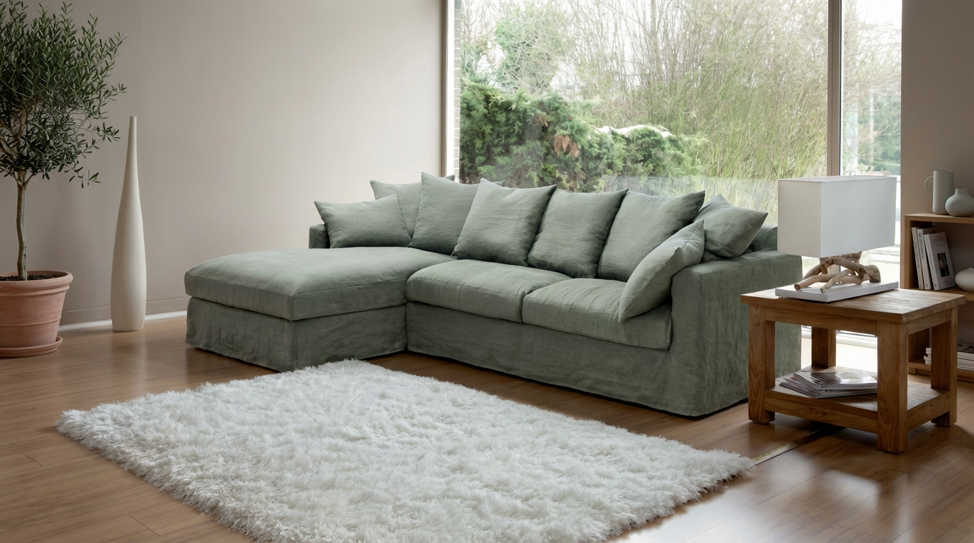 Canapé d'angle 100% lin Bali Plumtex – Image 2